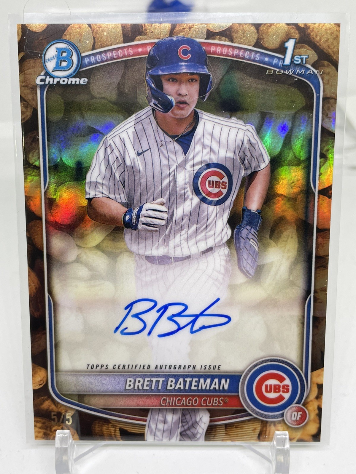 Brett Bateman 2025 Bowman Chrome Baseball 1st Bowman Peanuts Auto/5 SSP CUBS