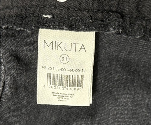 Mikuta The Black Loose Button Fly Black Jeans 100% Cotton Wide Leg $250 MSRP - Picture 12 of 13