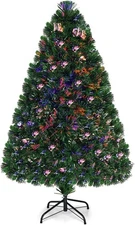 Goplus 4ft Pre-Lit Fiber Optic Christmas Tree, Artificial Lighted Xmas Full Tree