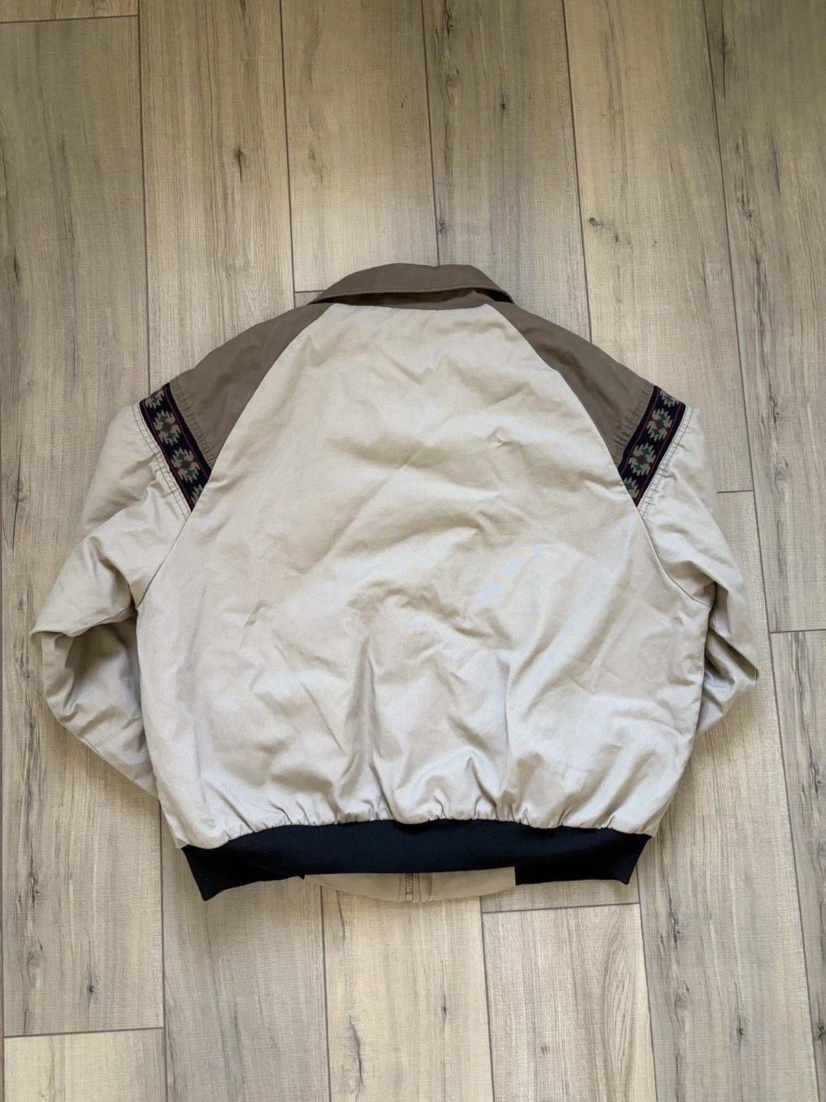 Canyon Guide Vintage Men's XL Beige/Brown Cotton Lined Bomber Jacket Zip Pockets - product detail image 3