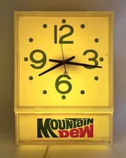 Vintage Mountain Dew Store Clock, New Never Displayed, 1976 Junior Clock