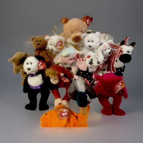 Ty Beanie Babies Vintage Lot of 14 Assorted Animals with Tags