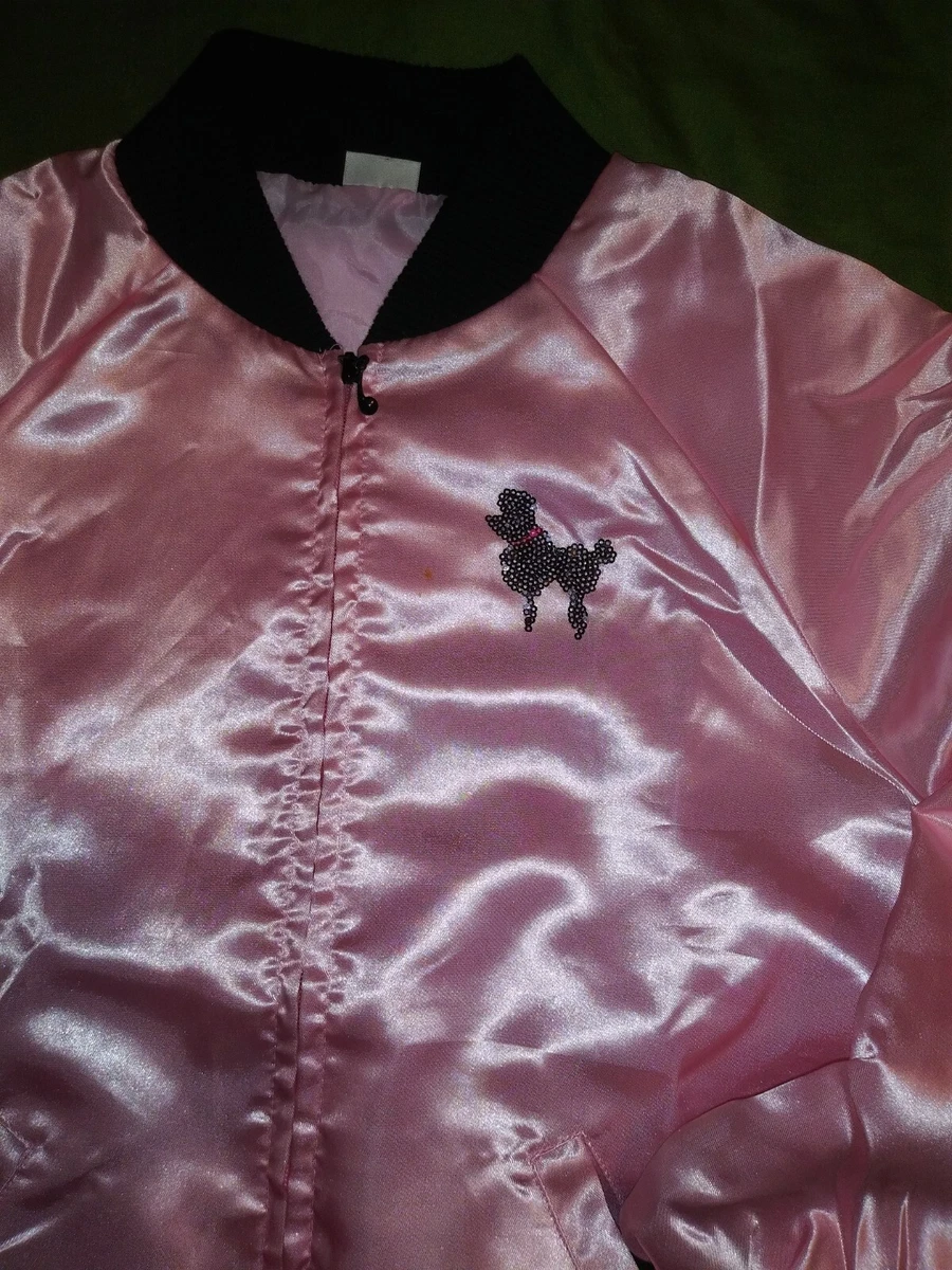 Spirit Halloween.Ladies Pink Jacket Satin.with Black Poodle.Size M