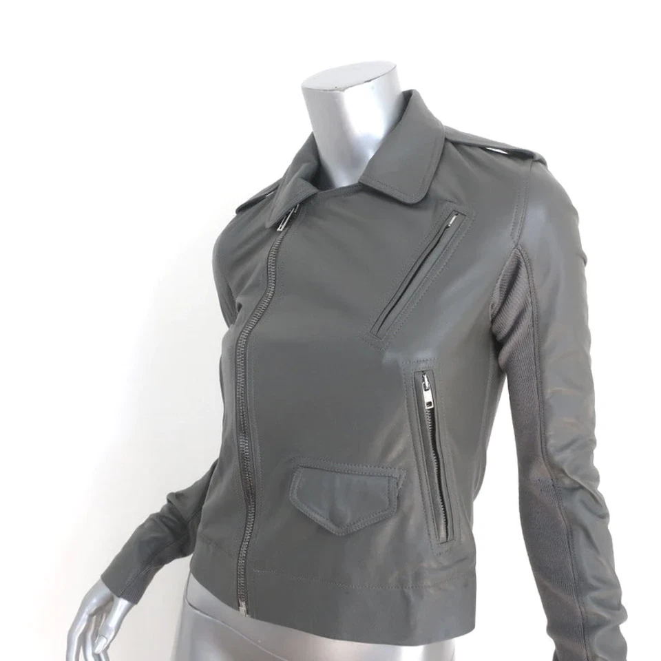 Rick Owens Stooges Leather Biker Jacket Euca Gray Size 40 Moto Jacket - Image 3 of 4