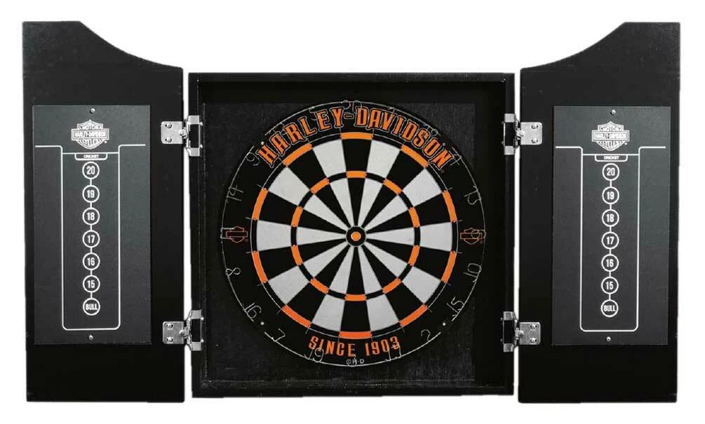 Harley Davidson Legend Eagle Logo Dart Board Kit Black Wooden