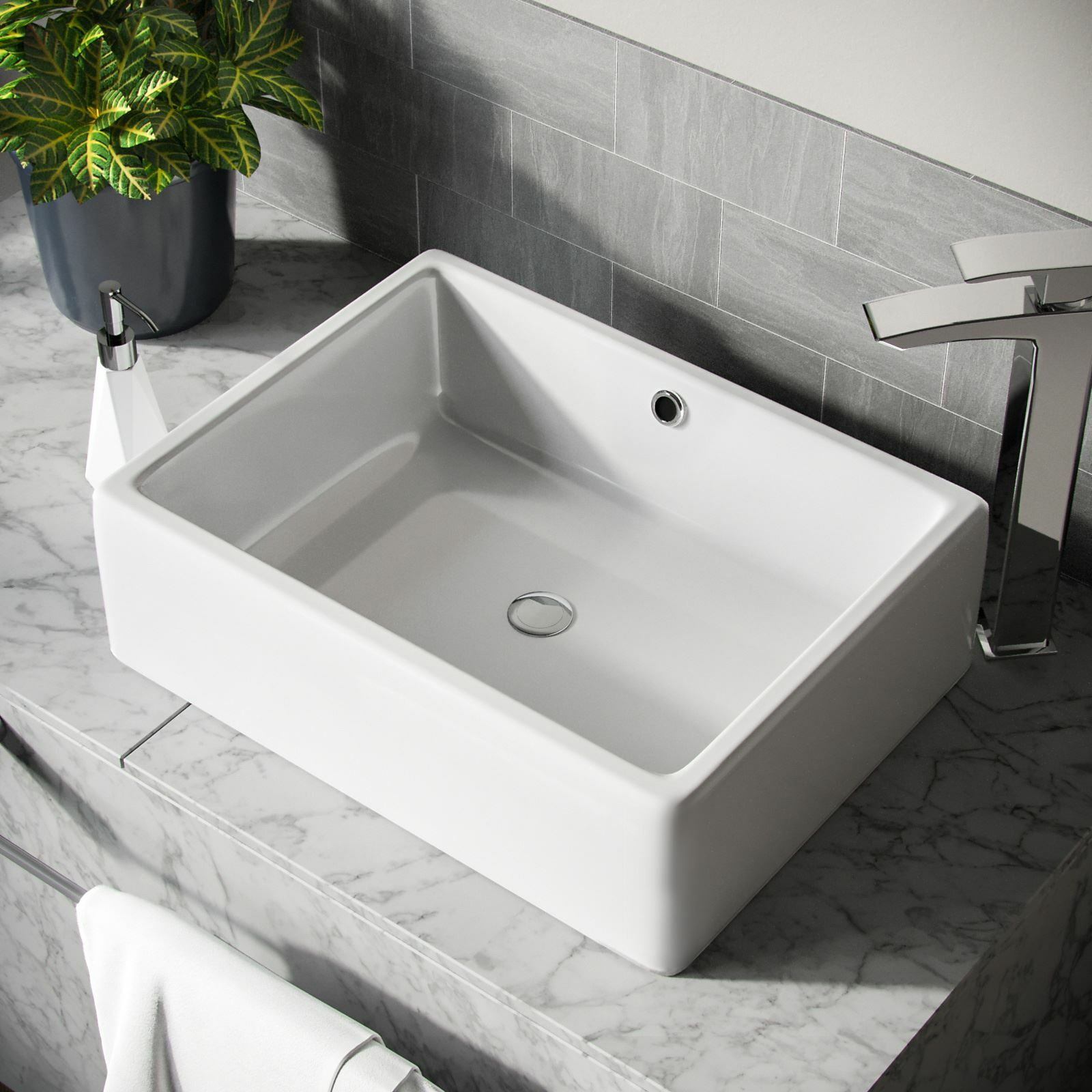 510 mm Counter Top Basin Rectangle Cloakroom Bathroom Wash Sink Leven