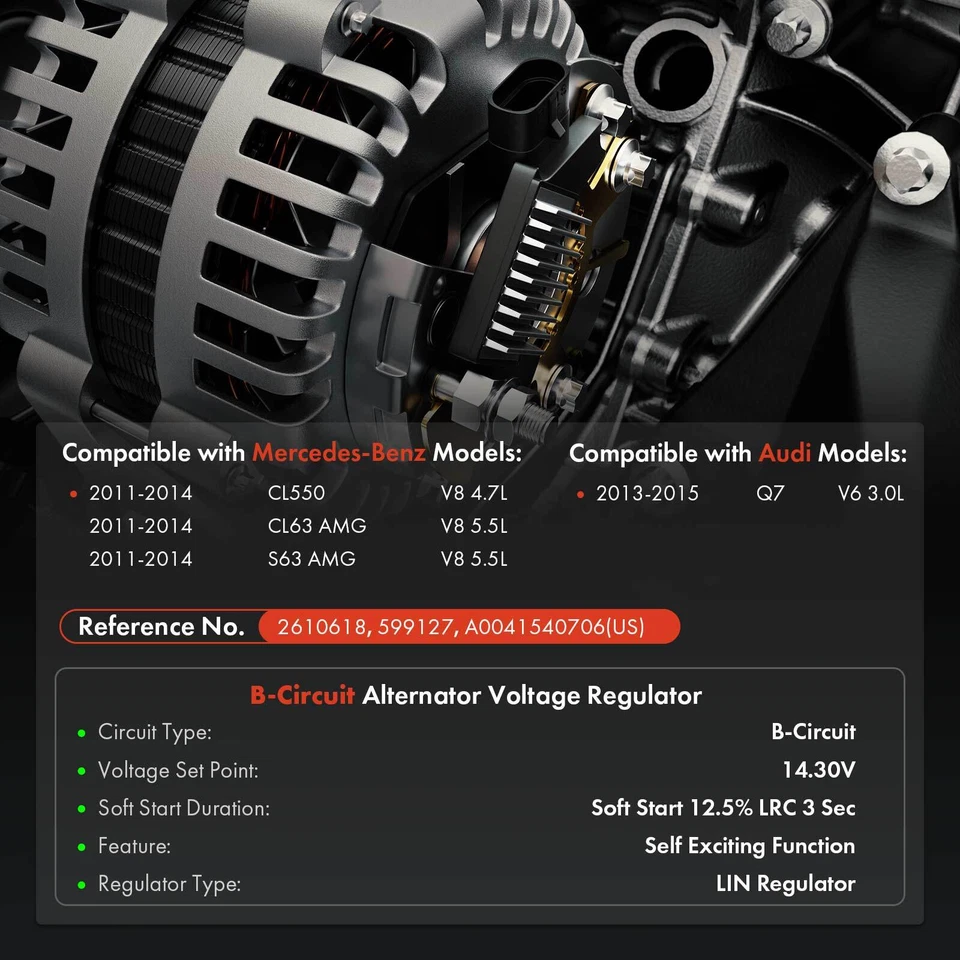 Regulador alternador 14,3 V para Audi Q7 2013-2015 Mercedes-Benz CL550 CL63 AMG Foto 2 de 4