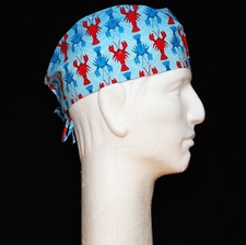 Small Lobster on Blue Theme Scrub Hat