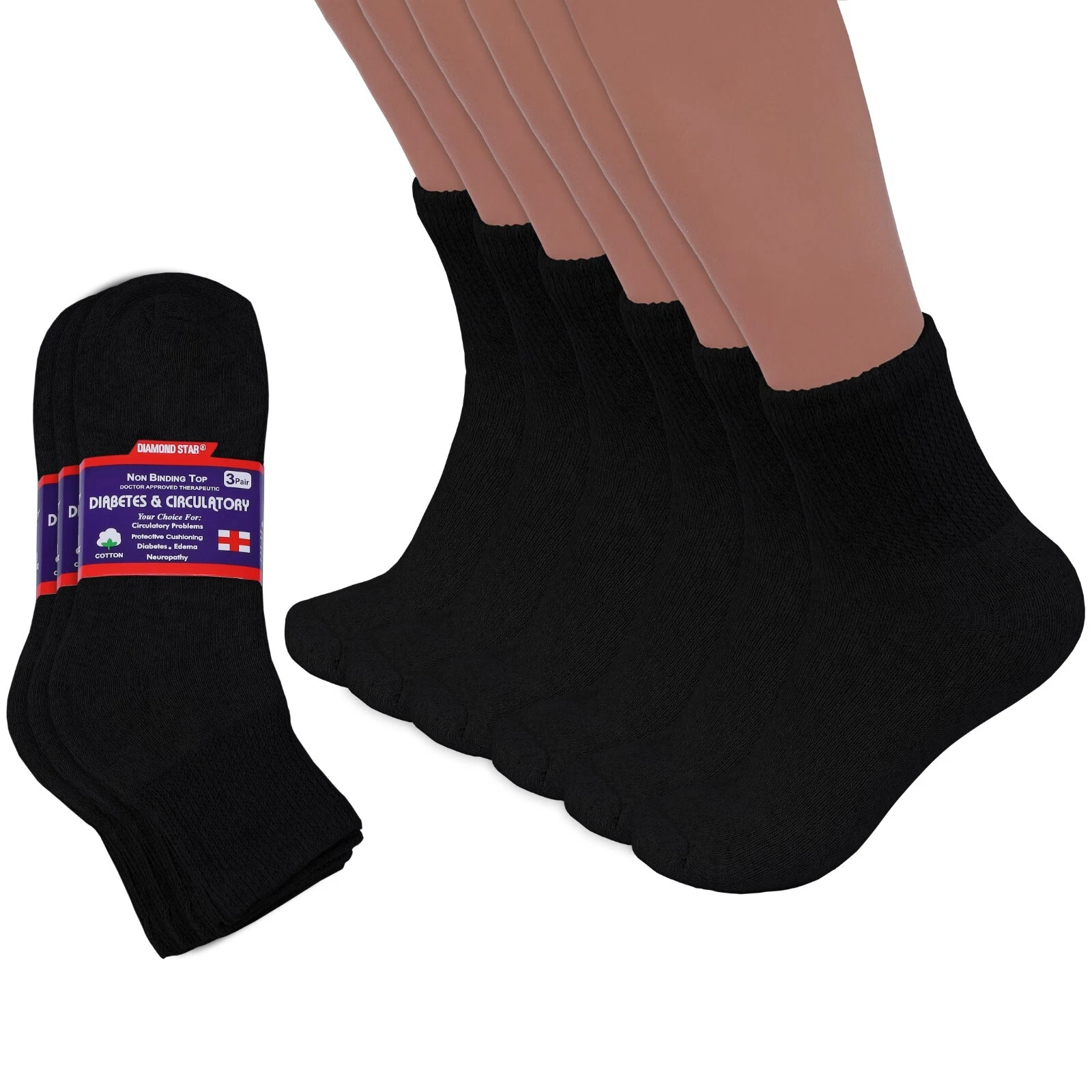 3-12 Pairs Men Circulatory Health Diabetic Ankle Socks Quarter 9-11 10-13 13-15
Opens in a new windo