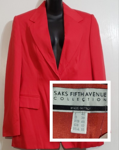 Saks Fifth Avenue Collection Made In Italy Women's Red Blazer Jacket USA Size 10 - 第 1/12 張圖片