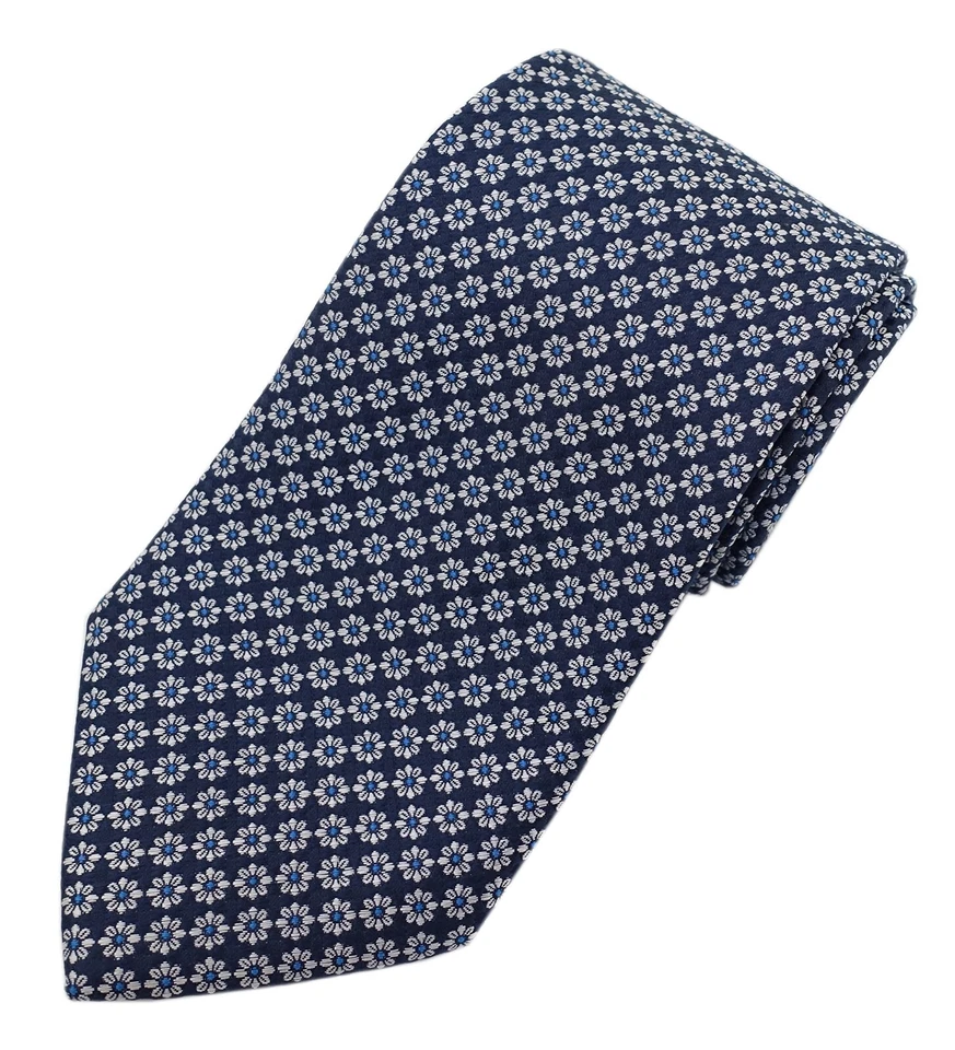 Corbata floral extra larga para hombre poliéster microfibra tejida azul/plateada 63" Foto 4 de 4