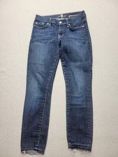 7 For All Mankind Women's Jeans Size 26 Blue Skinny Raw Hem Gwenevere Low Rise