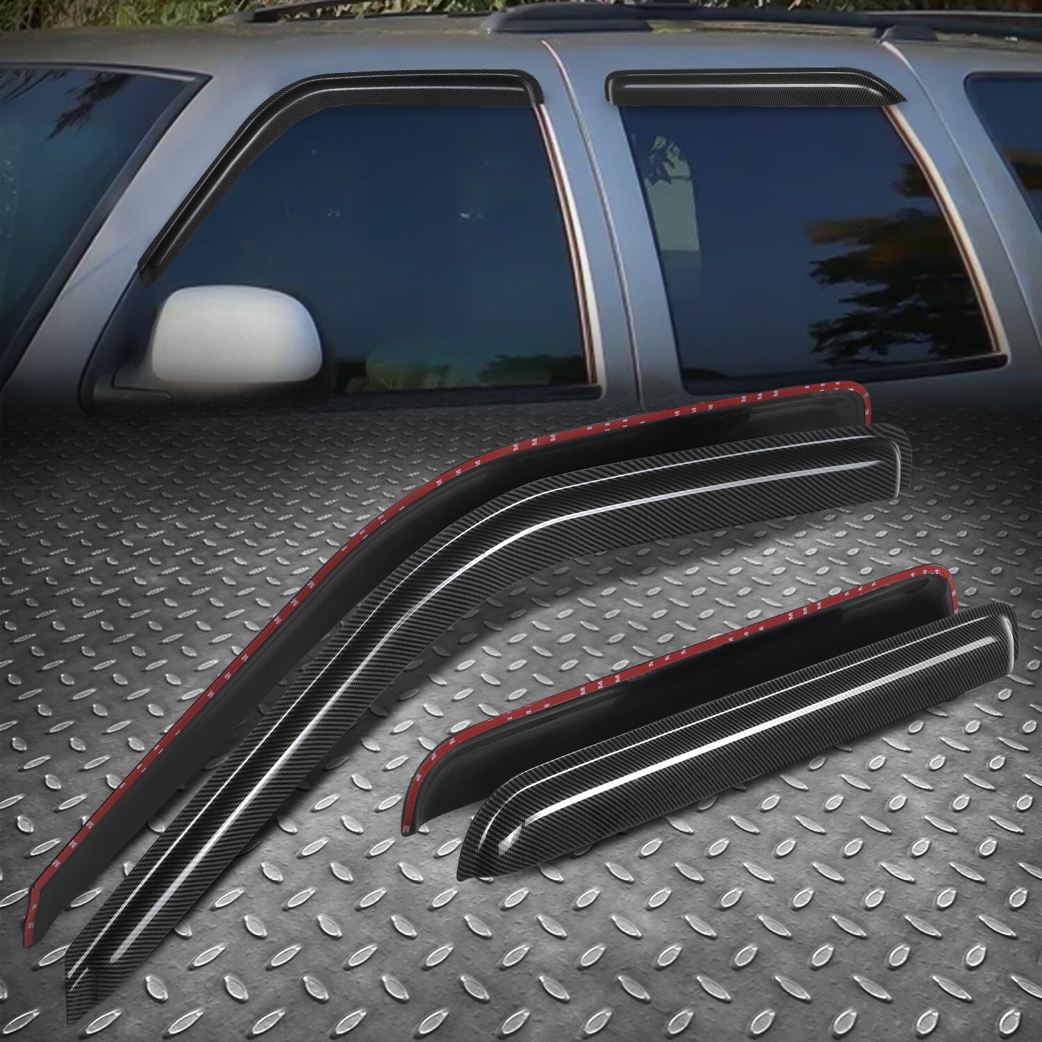 [Carbon Look] For 92-00 Chevy GMC C/K 1500-3500 4Dr Window Visor Rain Deflector