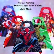 Kids Superhero Cape  Mask Set Boy Girl Superman Batman Frozen Halloween Costume