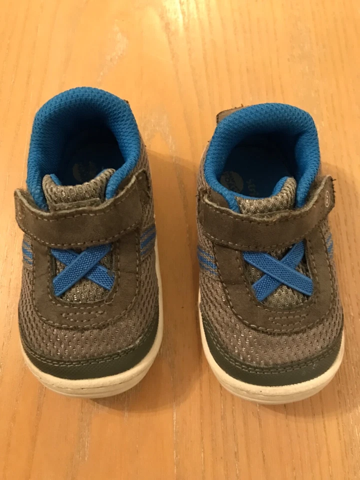 Stride Rite, Wonder Nation Infant Boys Shoes 2 Pair Blue & Gray Size 4 - Image 4 of 4