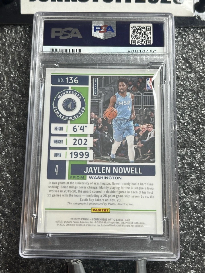 2019-20 Contenders Optic Jaylen Nowell PSA 10 Auto Rookie Ticket On Card Prizm - Image 3 of 3