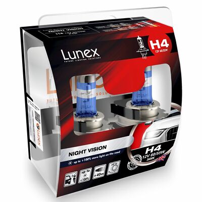 Lunex H4 Night Vision Halogen - Scheinwerferlampen Weiß Lampe Set