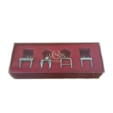 Lenox Kirk Stieff Pewter Chairs 4 Miniatures 2.5x 1.25” Place Card Fairy Garden