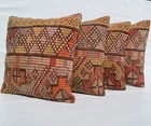 EMBROIDERED PILLOWS TURKISH MULTI COLORED SQUARE WOOL MODERN AREA RUGS 18"X18"