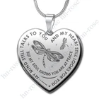 My Mind Still Talks To You, Dragonfly Gift Engraved Heart Necklace For Women Mom