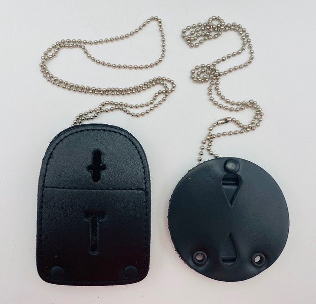 Heros Pride Universal Shield Leather Badge Holder with Free Neck Chain