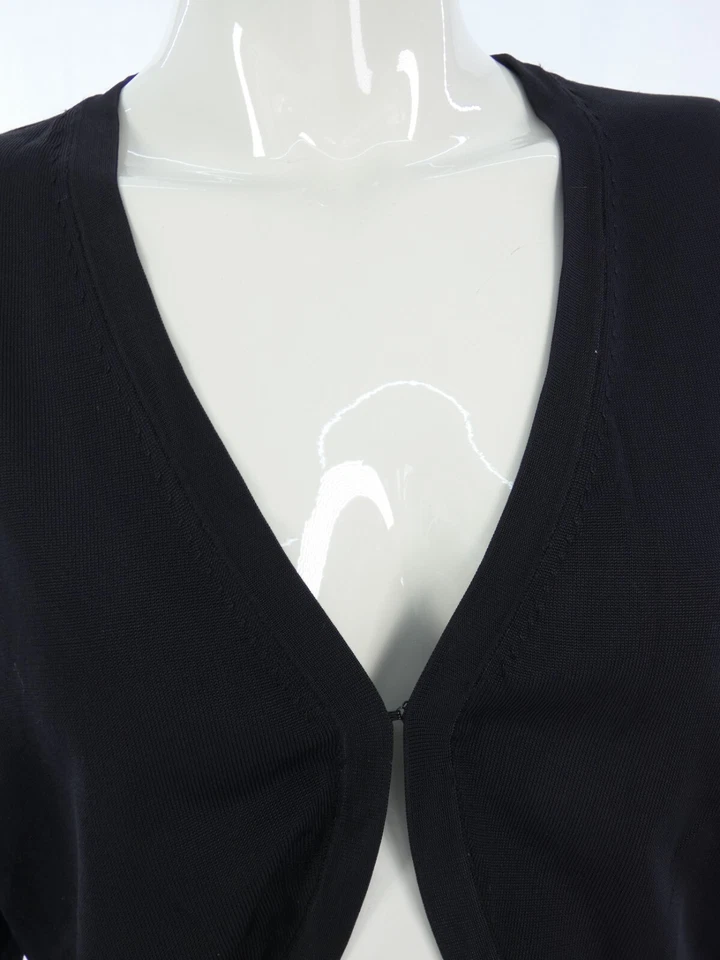 Bolero corto Laura Ashley negro tejido fino manga 3/4 informal talla UK 10 12 Foto 4 de 4