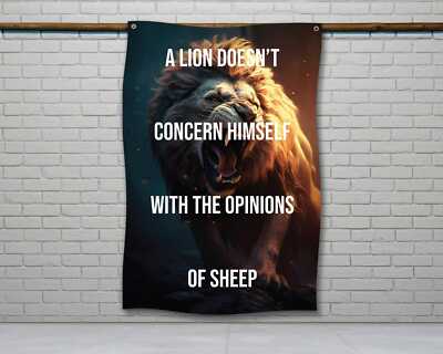 Lion Motivation Gym Flag - Inspirational Home Gym Decor Banner