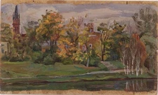 Vasili Karkots (1926-2005) "Park Motive", Oil Painting, 1965 (1)