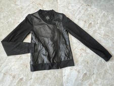 Stussy New York,los Angeles,london Tokyo Back Fabric Front Leather Jacket Size S