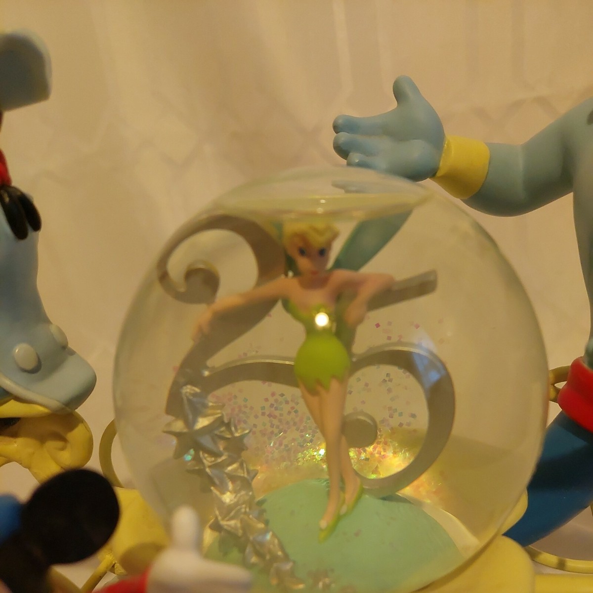 Disney 25th Anniversary Musical Snow Globe Tinkerbell, Mickey