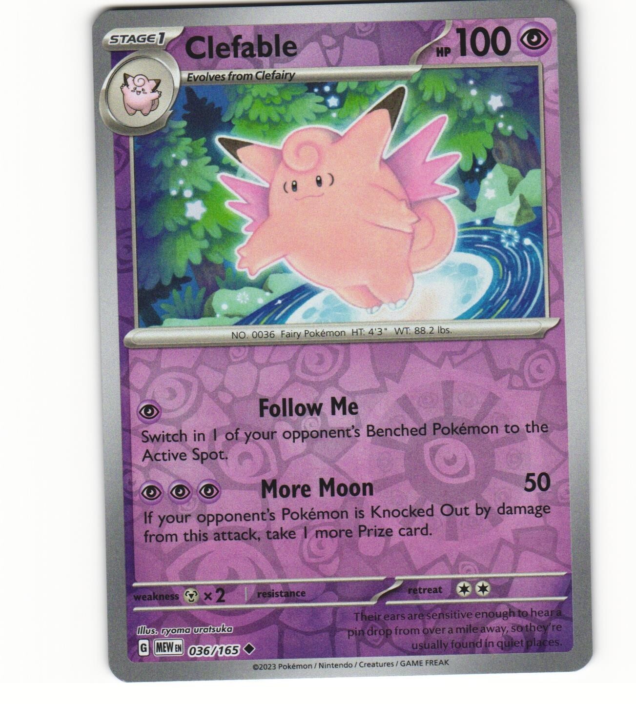 2023 Near Mint Pokemon Clefable 036/165 Reverse Scarlet Violet 151 English