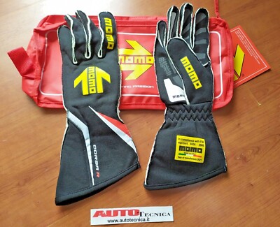 PAAR HANDSCHUHE MOMO CORSA R GR 11 SCHWARZ AUTO RALLYE PISTE ZULASSUNG FIA 8856 2000