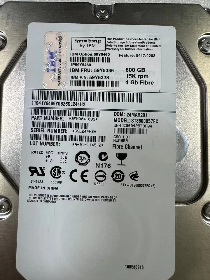 Compatible 59Y5336 IBM 600GB 15K 4GBPS FC 3.5" HARD DRIVE 59Y5460 59Y5322 - Image 2 of 4