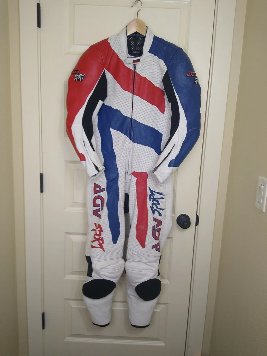AGV SPORT ONE PIECE ITALIAN LEATHER RACING SUIT SIZE EU48 US38 RED