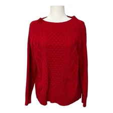 Chaps Women's Sweater Knit Red Knit Size XL Pullover Long Sleeve Holiday Cozy