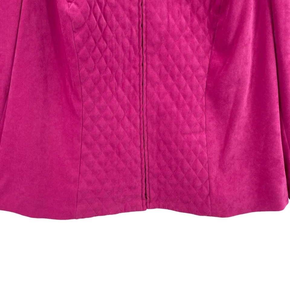 Chaqueta para mujer JM Collection By Jeniffer Moore 18W rosa gamuza como cremallera acolchada Foto 4 de 4