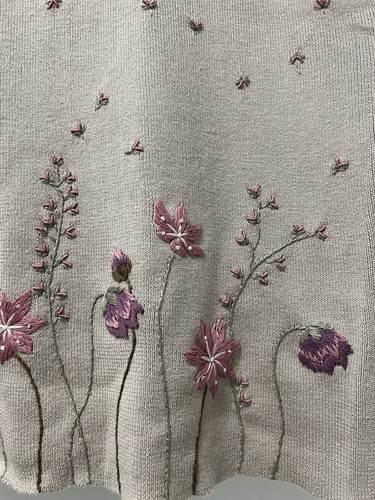classiques entier sweater sleeveless embrodered flower size M 100% cotton - Picture 4 of 5