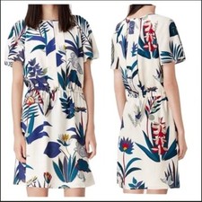 Tory Burch Utopia Ivory Dress, Floral Botanical Silk Georgette XS, 0