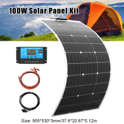 100W Flexibles Solarpanel Set Monokristalline Solarmodul 10A Regler Wohnmobil RV