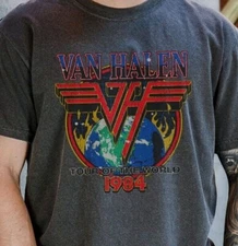 Van Halen 1984 World Tour T-Shirt Rock Band Vintage Black Comfort Color 1717 Tee