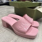 Authentic Gucci womens Rubber Pink Wild Rose sandal Slides Size 37 ( 7) Italy — photo 1