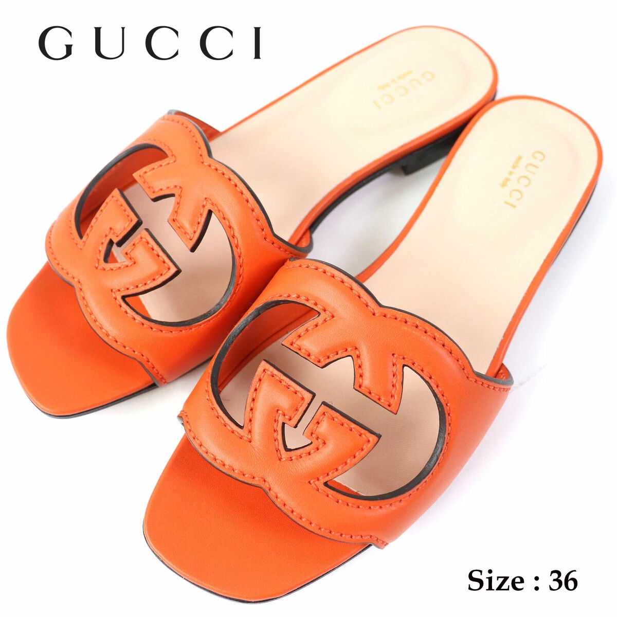 GUCCI*Interlocking G cut-out slide sandal*サンダル*送料込 GUCCI Women's Interlocking G Cut Out Slide Sandals Orange