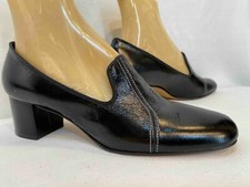 NOS Vtg 70s Mod PUMPS SHOES 7.5 AA Narrow Black Block Heels Miss Wonderful