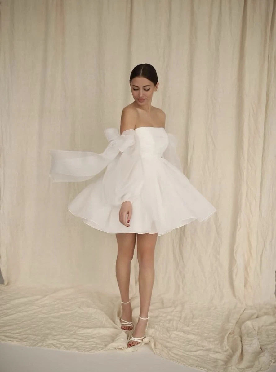 short bubble hem wedding dress Trish Short Wedding Reception Dress