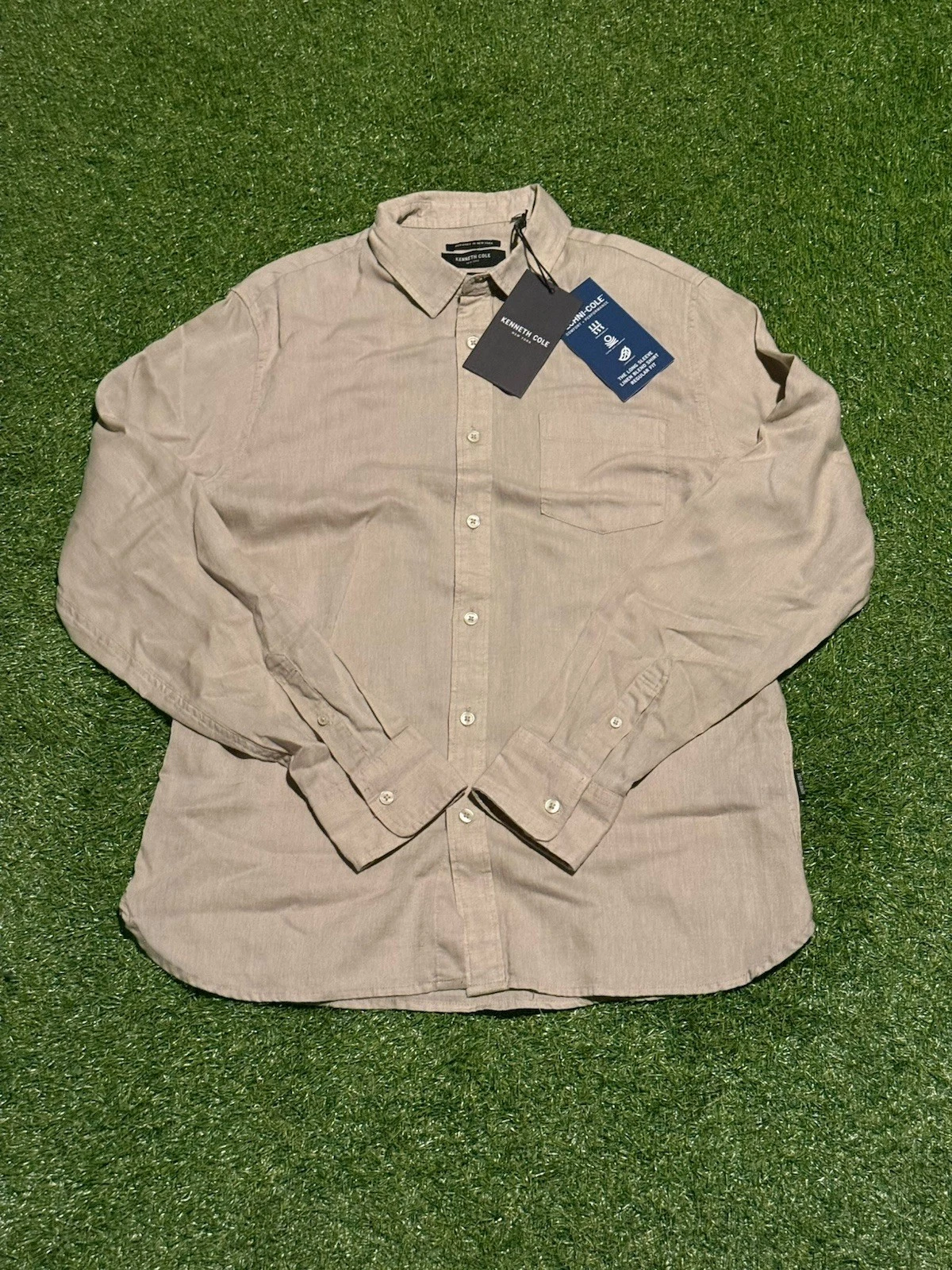 KENNETH COLE REGULAR FIT BUTTON UP LINEN BLEND size MED