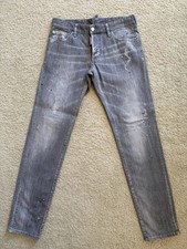 Dsquared2 Gray Distressed Splattered Jeans Me...