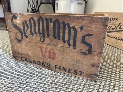 Antique Wood Seagram s Canadian VO Whisky Crate Waterloo Ontario Canada Box V O