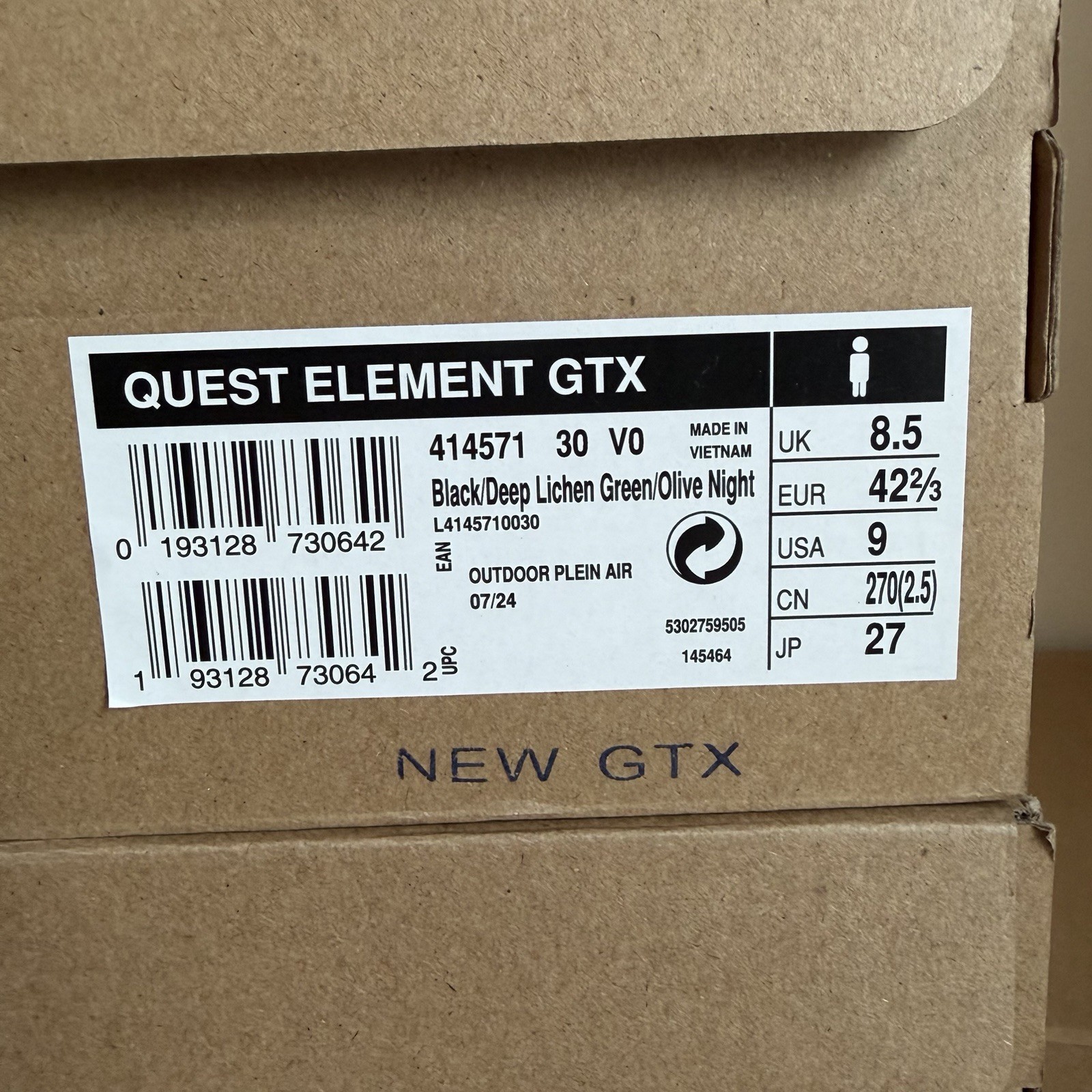 Salomon Quest Element Mid GTX Waterproof Boots Men Size 9 Black Green Gore-Tex
