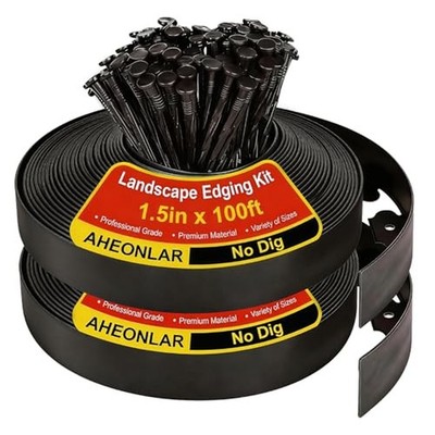 AHEONLAR Landscape Edging, 1.5'' x 100' Garden Edging Border, Plastic Garden E...