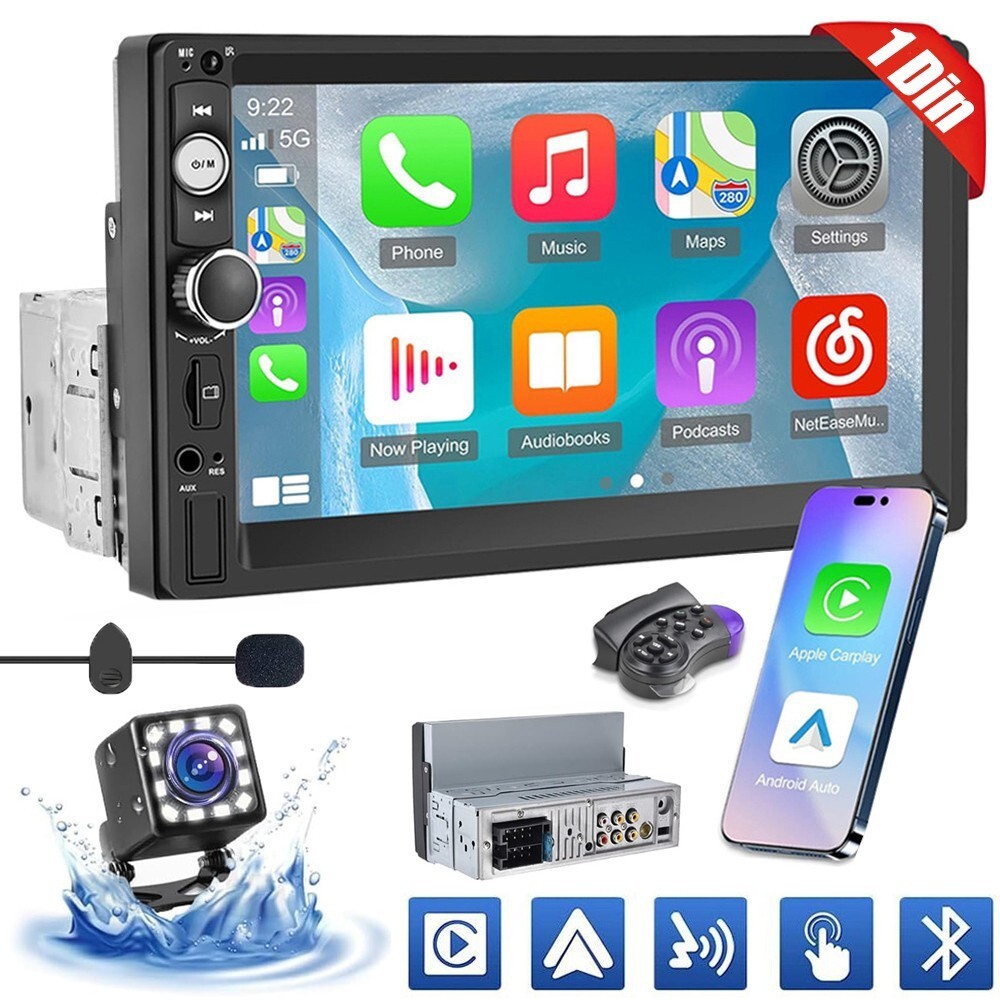 7" Touch Screen Car Fm Radio Apple Carplay Android Auto Bt